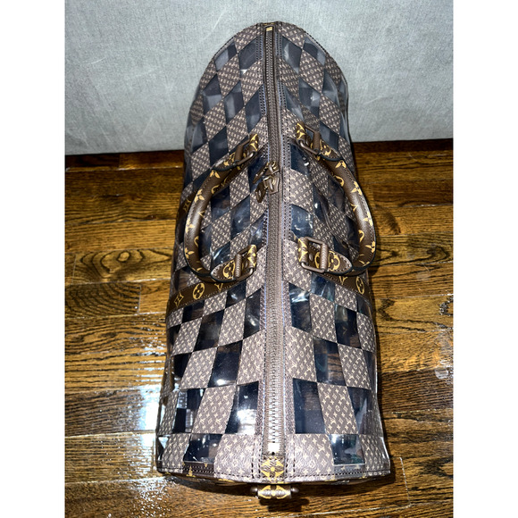 Louis Vuitton Keepall Bandouliere 50 Monogram Chess PVC Logo Weekend Travel Bag - Picture 8 of 12
